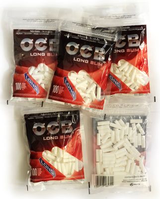 OCB Slim Long 6mm Cigarette Filter Tips 5 x 100 Filters - Total 500 Tips