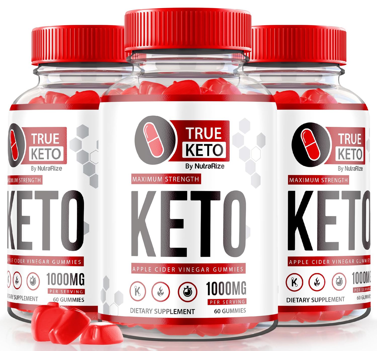 NutraRize Pack of 3 True Keto ACV Gummies, Advanced ACV Supplement, Maximum Strength Formula, Apple Cider Vinegar 1000MG, Keto Vitamins, All Natural ACV Gummy, Official Reviews 180 Gummies