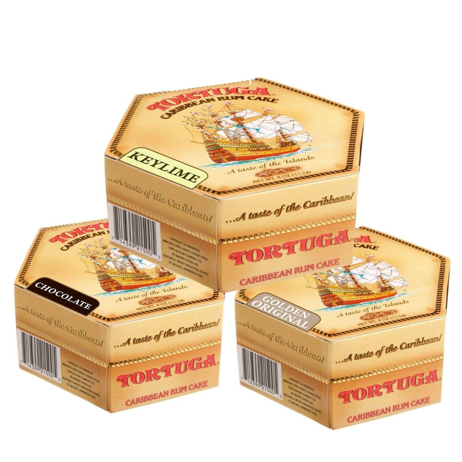 Tortuga Caribbean Rum Cake, Jamaican Rum Cake 4 oz - Original, Chocolate, and Key Lime - The Perfect Premium Gourmet Gift for Stocking Stuffers, Gift Baskets, and Christmas Gifts with Tin Can