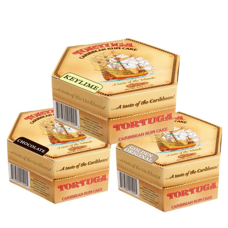 Tortuga Caribbean Rum Cake, Jamaican Rum Cake 4 oz - Original, Chocolate, and Key Lime - The Perfect Premium Gourmet Gift for Stocking Stuffers, Gift Baskets, and Christmas Gifts with Tin Can