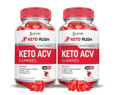 2 Pack Keto Rush Keto ACV Gummies Advanced Formula 1000MG Keto Rush Keto Gummies Apple Cider Vinegar Boost Formulated with Pomegranate Beet Juice Powder B12 Vegan Non GMO 120 Gummys