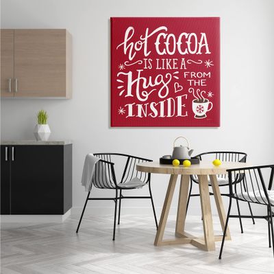 Stupell Industries Hot Cocoa Hugs Phrase Chocolate Winter Beverage, Designed by Mary Urban Canvas Wall Art, 36 x 36, Red
