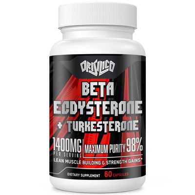 Orisilico 1400mg Beta Ecdysterone and Turkesterone Supplements, Maximized 98 Beta Ecdysterone 20 Turkesterone Extract for Muscle Mass,Strength, Protein Synthesis, 60 Capsules