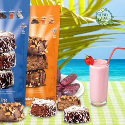 Heaven &amp; Earth Gluten Free Chocolate Covered Almond Butter Date Bite Truffles, 5.25oz (2 Pack Variety), All Natural, Individually Wrapped Date Snacks, Kosher for Passover