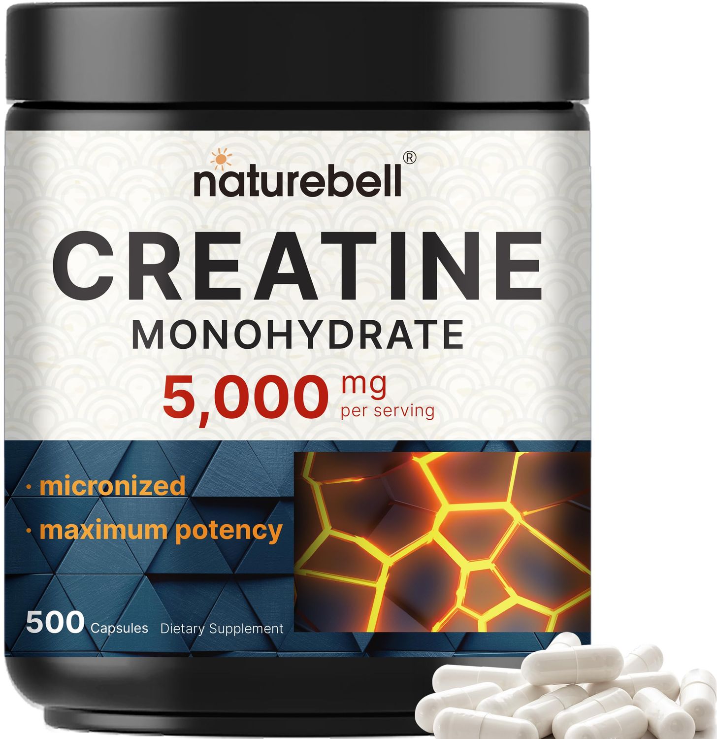 Creatine Monohydrate 5,000mg Per Serving, 500 Capsules Micronized - Unflavored Creatine Pills - Support Pre Workout Healthy Muscle - Easily Absorbed, Easy to Swallow 71 Servings