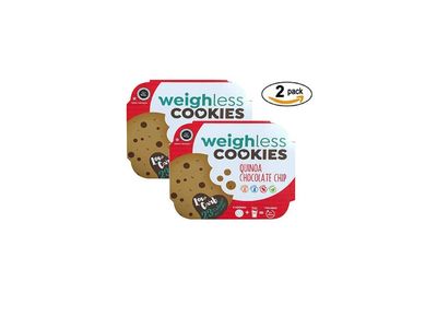 Weighless Cookies - Quinoa Chocolate Chip - 2 Pack - Healthy, Gluten Free, Low Carb, Only 23 Calories Per Cookie, 4 Cookies In Each Pack