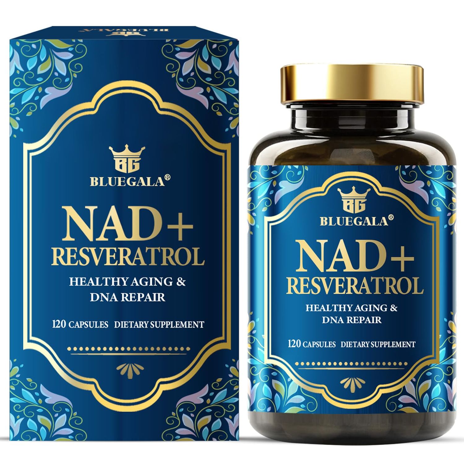 NAD Supplement 1500mg, with 99 Pure Resveratrol 250mg and Vitamin B3 150mg, Boosts Cellular Energy, Supports Healthy Aging DNA Repair, Non-GMO, Vegan, 120 Capsules