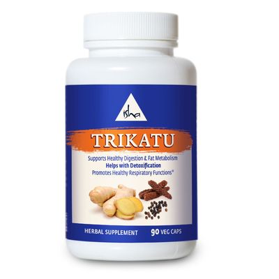 ISHA Organic Trikatu Supplements - Promotes Healthy Digestion and Metabolism, Supports Detoxification and Cleansing - Natural Herbal Supplement, 500 mg ea 90 Veg caps