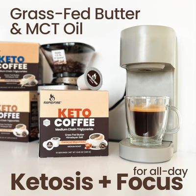 Rapidfire Caramel Macchiato Ketogenic High Performance Keto Coffee Pods, Supports Energy Metabolism, Weight Management, Single Serve K Cup, Brown, 16 Count
