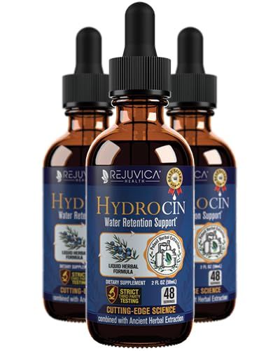 Rejuvica Health Hydrocin - Advanced Diuretic Water Retention Support Supplement - Liquid Delivery for Better Absorption - Dandelion, Uva Ursi, Juniper Berry, Celery Seed, Green Tea More!
