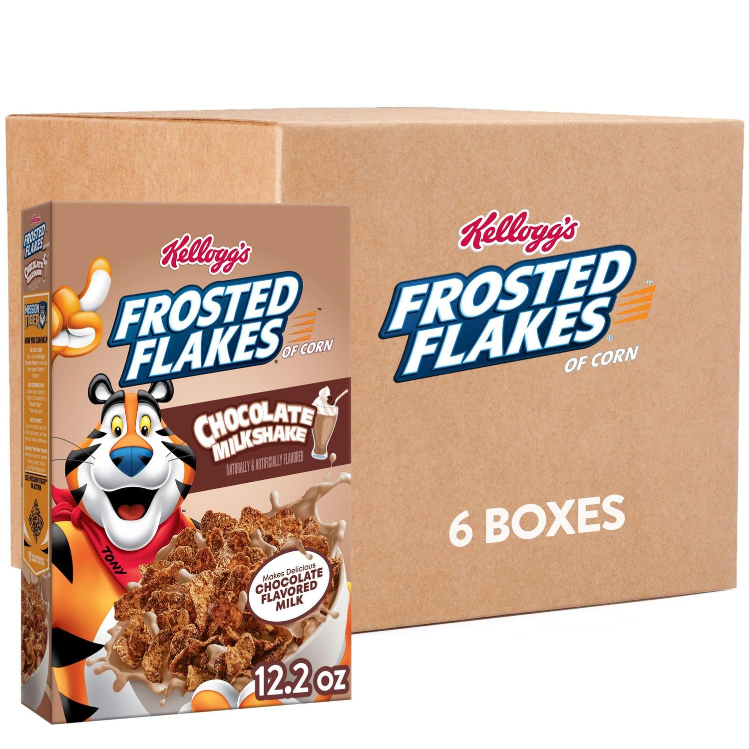 Kelloggs Frosted Flakes Breakfast Cereal, Kids Cereal, Family Breakfast, Chocolate Milkshake 6 Boxes