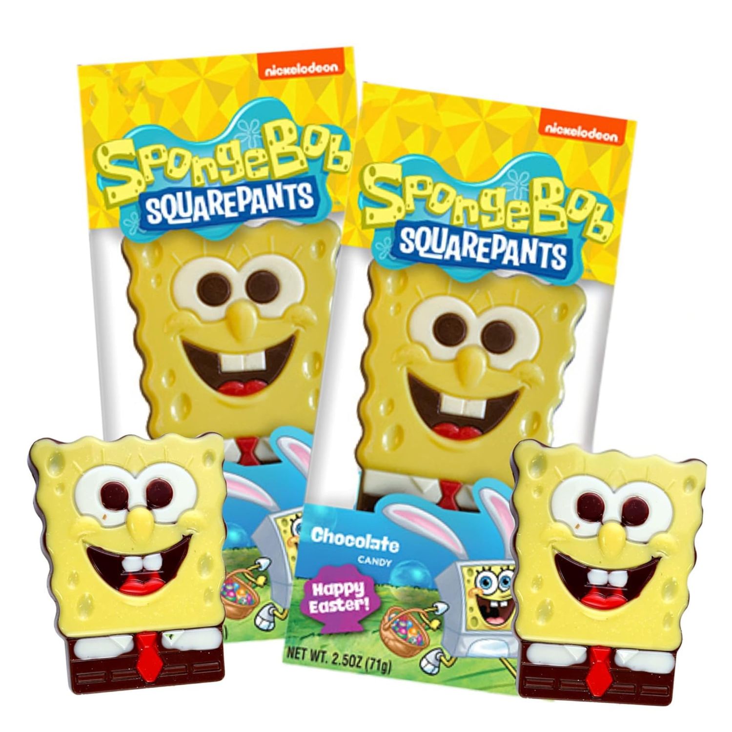 Needzo SpongeBob SquarePants Easter Basket Milk Chocolate Flavored Gift, Individually Boxed Candy, 2.5 Ounces Pack of 2 SpongeBob