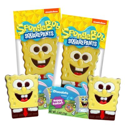 Needzo SpongeBob SquarePants Easter Basket Milk Chocolate Flavored Gift, Individually Boxed Candy, 2.5 Ounces Pack of 2 SpongeBob