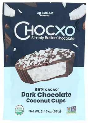 CHOCXO Organic 85 Dark Chocolate Coconut Cups, 3.45 OZ