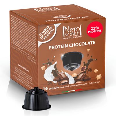 Nero Nobile Protein Chocolate Capsules, Compatible with Dolce Gusto Machines - High Protein, 48 Capsules
