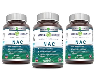 Amazing Formulas NAC 600 Mg N-Acetyl Cysteine Supplement Capsules Non-GMO Gluten Free Made in USA 3 Pack, 250 Count