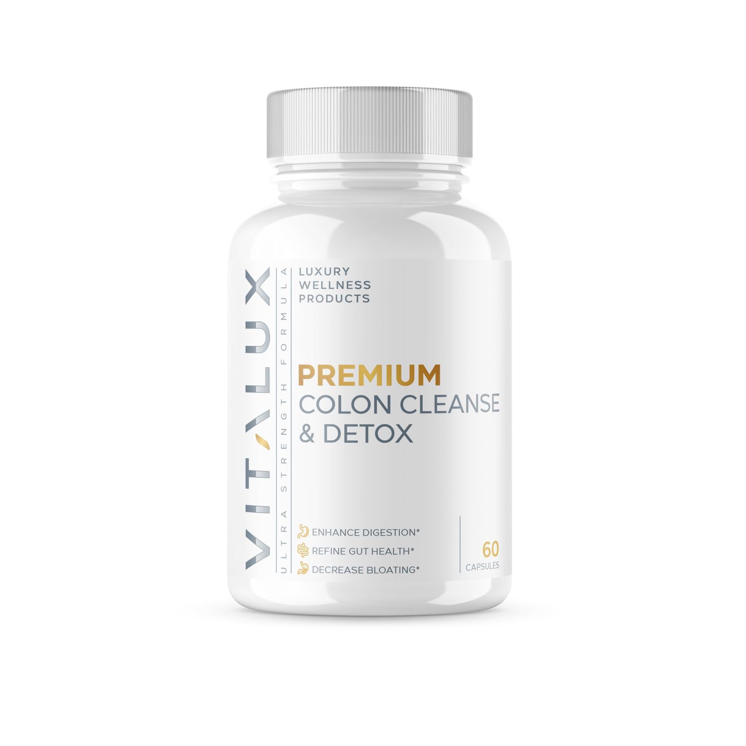 VITALUX 1 Rated Premium Colon Cleanse Detox Enhance Digestion, Gut Health, Decrease Bloating Ultra Dosed Formula w 10 Powerful Ingredients 3rd Party Tested USA Made - 60 Capsules