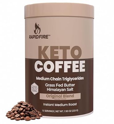 Rapid Fire Ketogenic Fair Trade Instant Keto Coffee Mix Supports Energy Metabolism Weight Loss Ketogenic Diet Canister 15 servings, Original, 7.93 Ounce