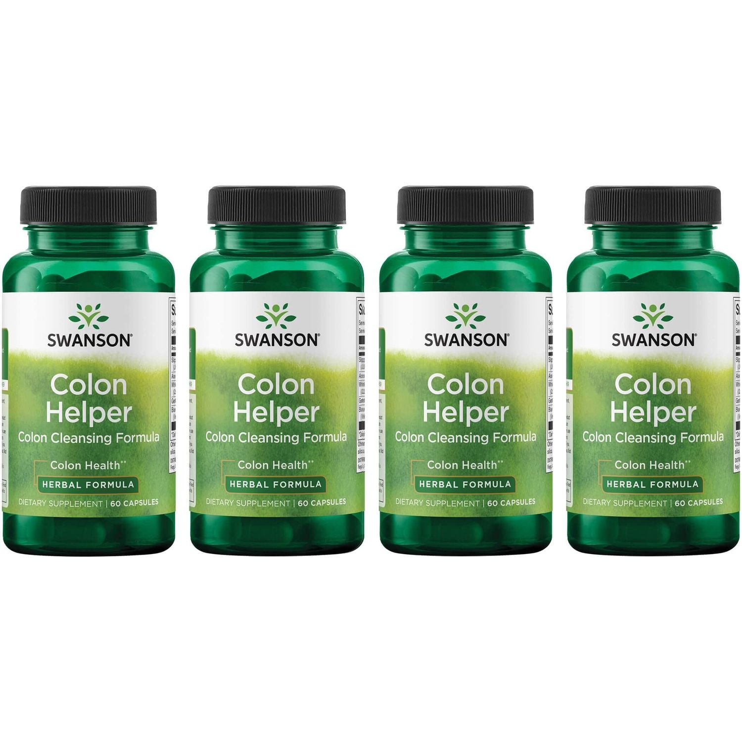 Swanson Colon Helper - Promotes Digestive Health Using Vervain, Goldenseal Root, Slippery Elm Bark More - Herbal Supplement Aiding Healthy Eliminations - 60 Capsules 1 Pack 4 Pack