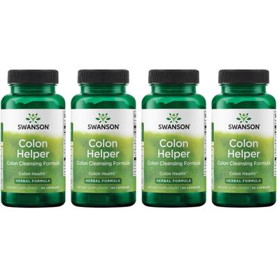 Swanson Colon Helper - Promotes Digestive Health Using Vervain, Goldenseal Root, Slippery Elm Bark More - Herbal Supplement Aiding Healthy Eliminations - 60 Capsules 1 Pack 4 Pack