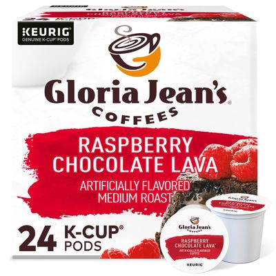 Gloria Jeans Coffees Raspberry Chocolate Lava, Single-Serve Keurig K-Cup Pods, Flavored Medium Roast Coffee, 24 Count
