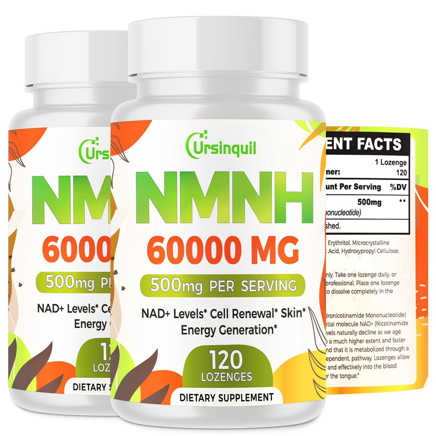 Sublingual NMNH 500mg Dihydronicotinamide Mononucleotide 240 Servings, NMNH 500mg per Serving NAD Supplement to Boost NAD Levels as We Age, for Anti-Aging, Energy, Immunity, Focus - 2 Pack