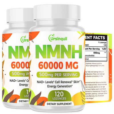 Sublingual NMNH 500mg Dihydronicotinamide Mononucleotide 240 Servings, NMNH 500mg per Serving NAD Supplement to Boost NAD Levels as We Age, for Anti-Aging, Energy, Immunity, Focus - 2 Pack