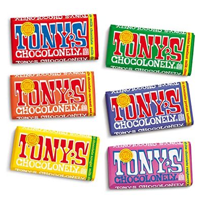 Tonys Chocolonely Super Duper Milk Bundle - Belgium Chocolate, No Artificial Flavoring, Fairtrade B Corp Certified - 6.35 Oz, 6 Bars