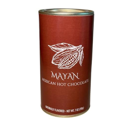 Mayan Mexican Hot Chocolate Drink Mix - Gluten-Free Dutch Process Cocoa Canister - Instant Packets for Hot Cocoa and Chocolate Drinks - 7 oz Tin