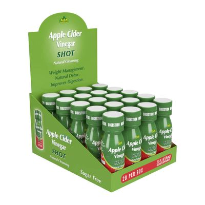 ALFA VITAMINS Apple Cider Vinegar Shot 2000 MG, Sugar-Free, Natural Cleansing, Digestion, Detox, Immune, Appetite Suppressant Natural Flavor 2.5 FL OZ Bottle 20 Pack
