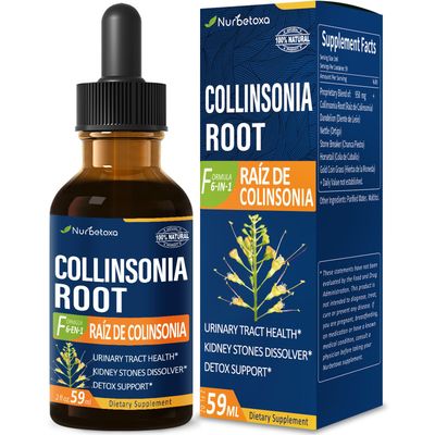 Nurbetoxa Collinsonia Stone Root Drops for Urinary Tract Health, Natural Herbal Formula Supplement wStone Breaker Chanca Piedra Extract Support Kidney Stones Dissolver Detox Cleanse. 2oz