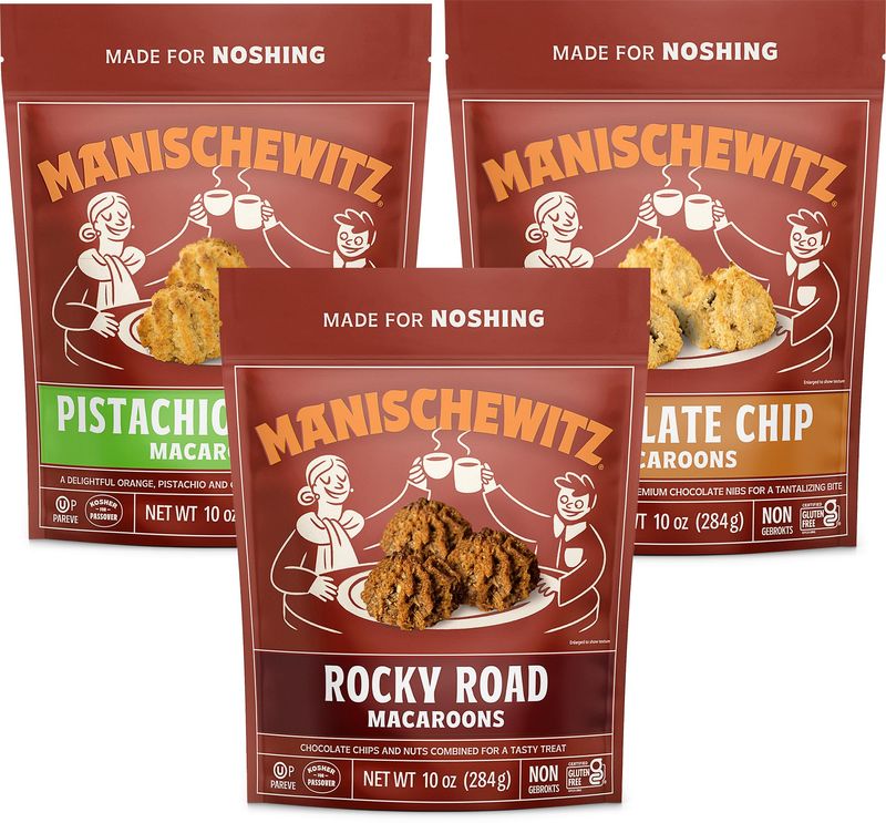 Manischewitz Gluten Free Macaroons 10oz (3 Pack Variety - Unique Flavors) Rocky Road, Pistachio Orange &amp; Chocolate Chip  Lactose Free, Vegetarian, Dairy Free, Kosher (including Passover)