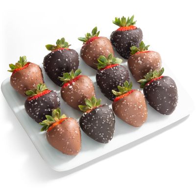 12 Milk Dark Chocolatey Sea Salt Covered Strawberries by Love Berries