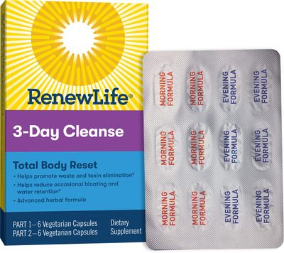 Renew Life Adult Cleanse Total Body Reset, Advanced Herbal Formula - 2-Part, 3-Day Program - Gluten, Dairy Soy Free - 12 Vegetarian Capsules