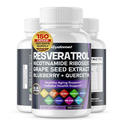 GUDOMET Trans-Resveratrol Grape Seed Nicotinamide Riboside Blueberry Quercetin Turmeric Milk Thistle Berberine - Healthy Aging - 150 Capsules- Made in USA