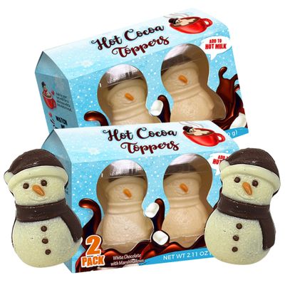 Needzo Gourmet Christmas Snowman Hot Chocolate Melting Balls with Mini Marshmallows, Individually Boxed Holiday Cocoa Mix, Pack of 2, 4 Snowmen