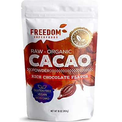 Cacao Powder Organic Raw - Natural Unsweetened Cocoa - Rich Dark Chocolate Taste - Make Sugar-Free, Vegan, Keto Gluten-Free Hot Chocolate s and Recipes - 1lb 16oz