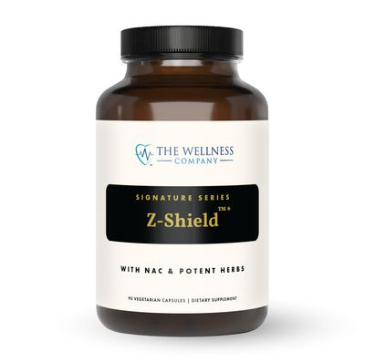 The Wellness Company Z-Shield 90 Capsules Detox Support Formula with St. Johns Wort, Lemon Balm, Turmeric, NAC, and EGCG Non-GMO, Gluten-Free Supports Immune Health and Detoxification