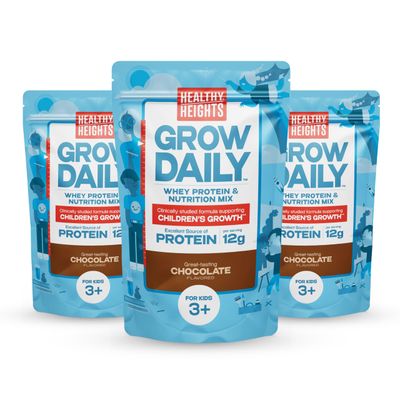 Healthy Heights Grow Daily Kids Protein Drink Mix Chocolate, 3 pack, High Protein Shake for Kids 3