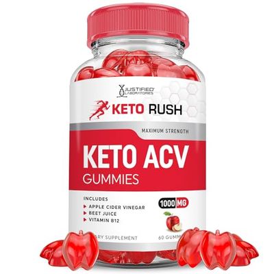 Keto Rush Keto ACV Gummies Advanced Formula 1000MG Keto Rush Keto Gummies Apple Cider Vinegar Boost Formulated with Pomegranate Beet Juice Powder B12 Vegan Non GMO 60 Gummys