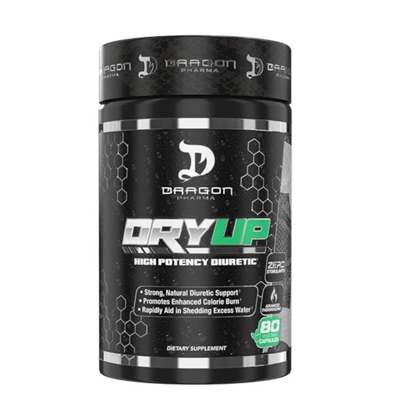 DRAGON PHARMA DryUp, High Potency Diuretic Thermogenic Matrix, Flexible Use, Stim-Free Supplement, Perfect to Prepare for Competition or Photoshoots 80 Capsules