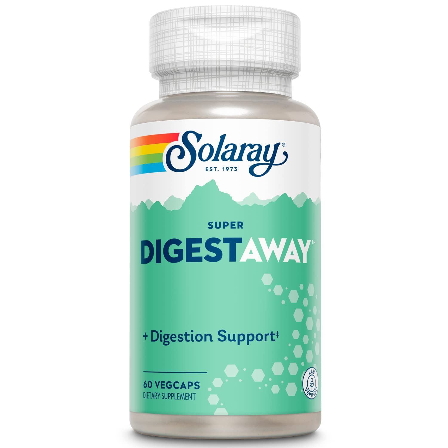 SOLARAY Super Digestaway Digestive Enzymes - Pancreatin, Papain, Ginger, Pepsin, Betaine HCl, Aloe Vera, and More - Digestion Nutrient Absorption Support - Lab Verified - 60 VegCaps