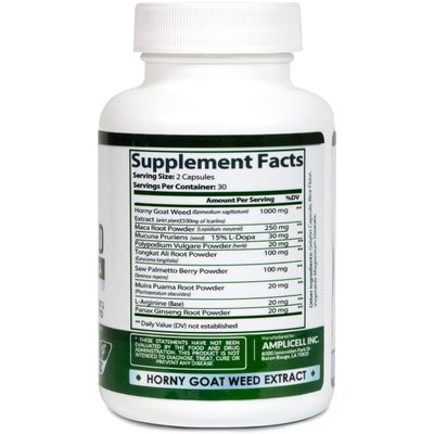 AMPLICELL Horny Goat Weed - Testosterone Booster Male Enhancement Pills with L Arginine, Tongkat Ali Maca Root - Mood Boost Energy Pills - Horny Goat Weed for Men Women - 60 Caps