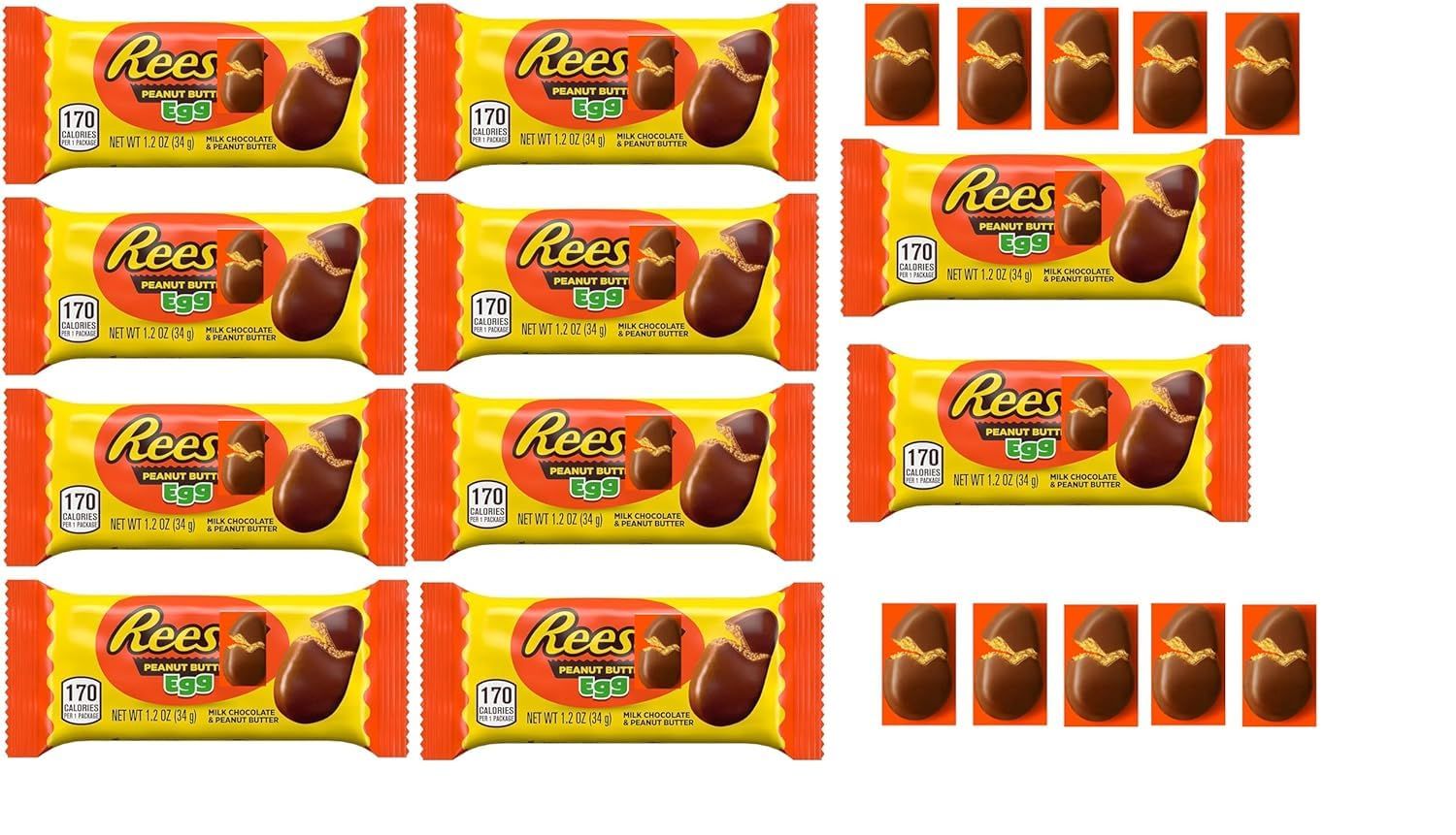Reese Easter Peanut Butter Eggs 12 oz of Individually Wrapped 1.2 oz Milk Chocolate Egg Candy Treats for Easter Egg Hunts Basket Stuffers
