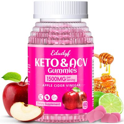 EDUDYF Keto ACV Gummies - Sugar-Free Apple Cider Vinegar Gummies Keto-Friendly, Vegan, Non-GMO, Gluten-Free Apple Flavor Formula for Men Women 60 Count
