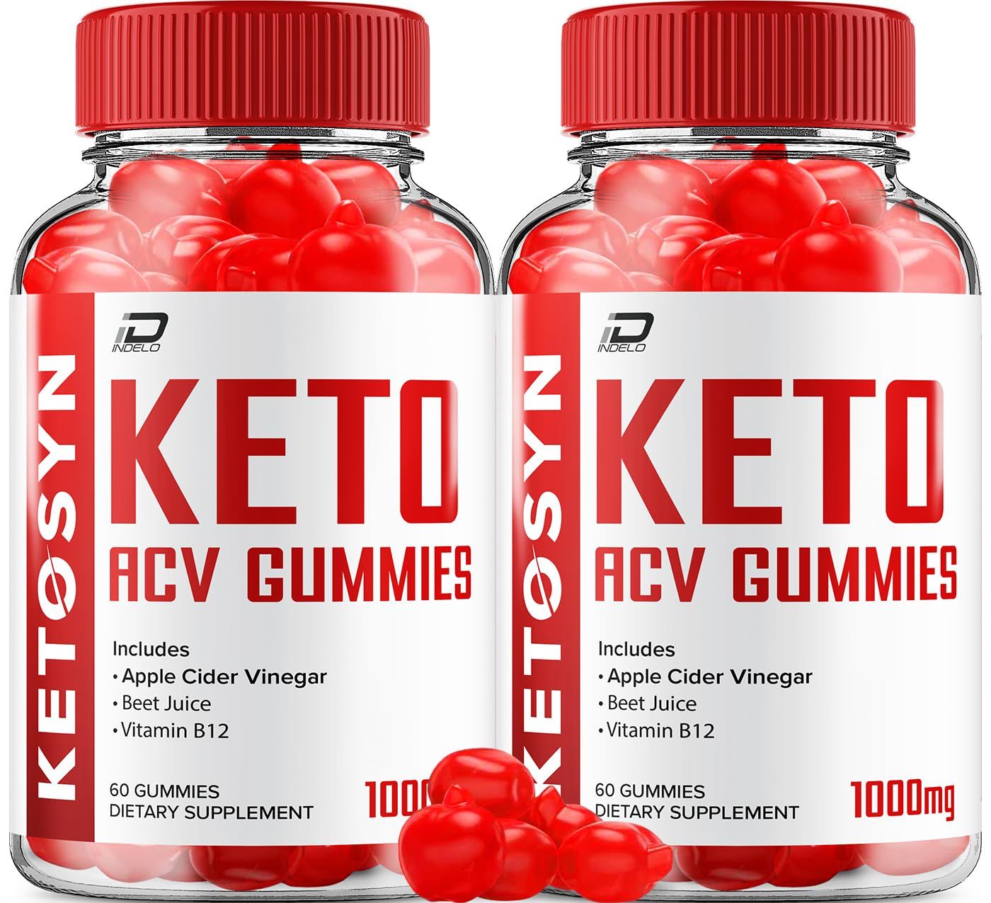 Indelo Ketosyn ACV Gummies Advanced Formula - Ketosyn Gummies Fast Acting Extra Strength Formula, Ketosyn ACV Gummies Reviews, B12 2 Pack - 120 Gummies
