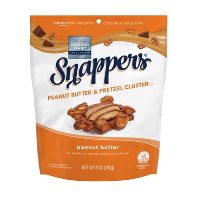 Edward Marc Snappers Peanut Butter &amp; Pretzels Cluster - Crunchy Pretzel Snack With Milk Chocolate For Adults And Kids - 6 oz (pack of 1)
