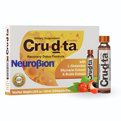 Cru-d-ta Crudta Recovery Detox Formula with L-Glutamine, Silymarin Extract, Boldo Extract, Antioxidants, Immune Support, 5 Vials