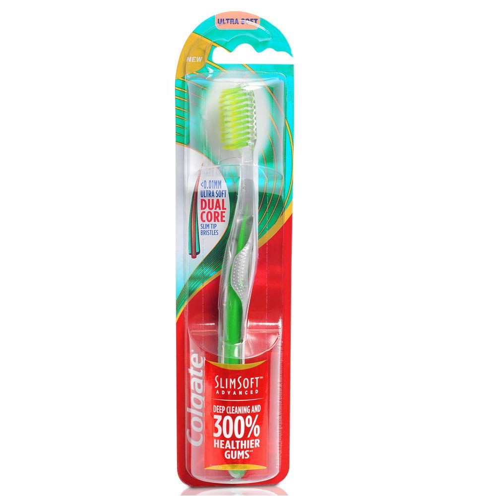 Colgate Slim Soft Advanced, Ultra Soft Manual Toothbrush for Adult, Multi Colour - 1 Count Pack of 1 Black