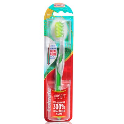 Colgate Slim Soft Advanced, Ultra Soft Manual Toothbrush for Adult, Multi Colour - 1 Count Pack of 1 Black